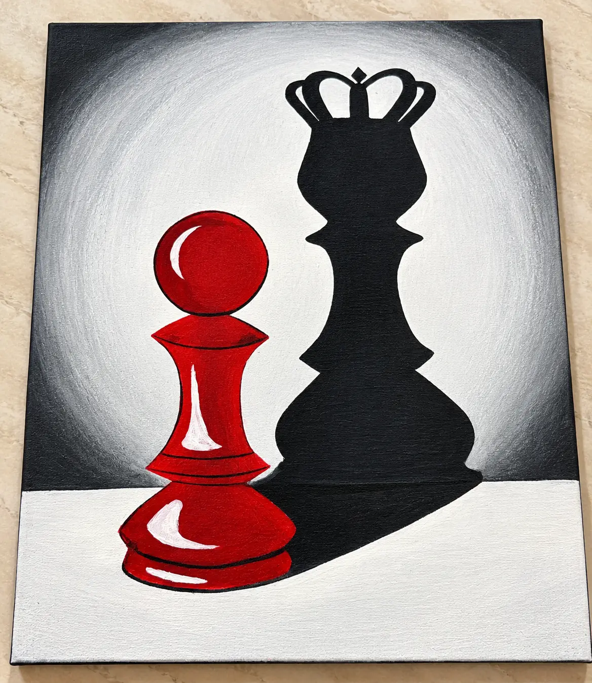 Red Pawn and Black Queen