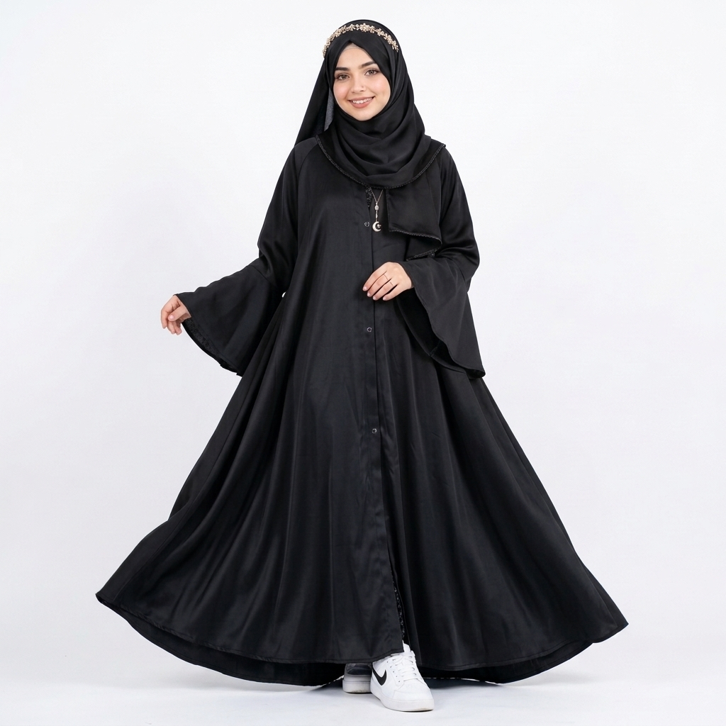 Black Classic Umbrella Flare Abaya