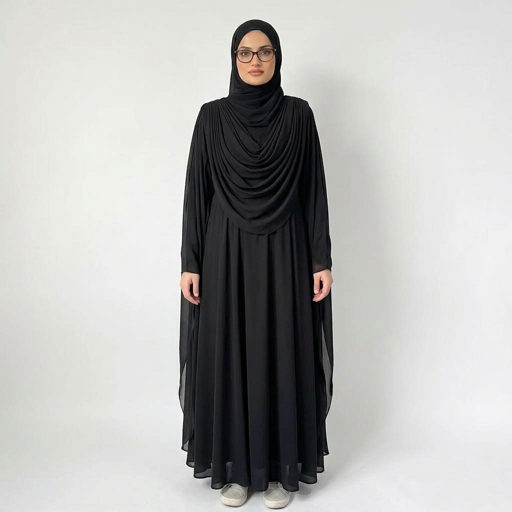 Black Cowl Drape Premium Abaya